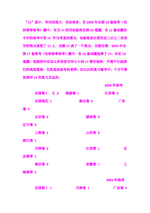 “it”虽小,作用却很大,用法很多