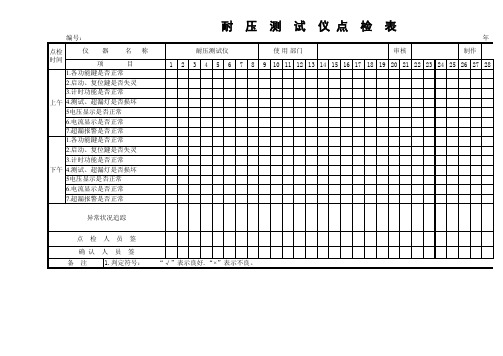 高压测试仪点检表