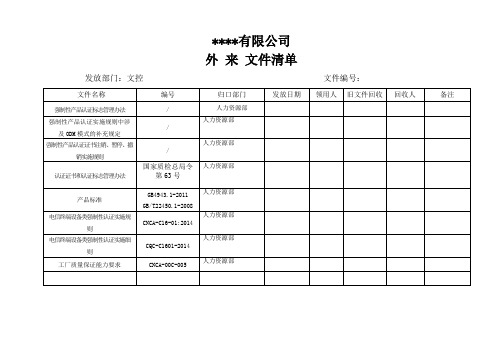 外来文件清单