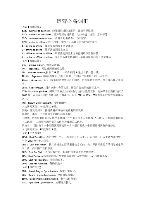 运营必备词汇