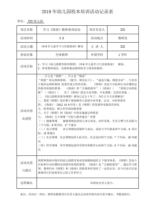 学习《指南》精神研讨活动记录表