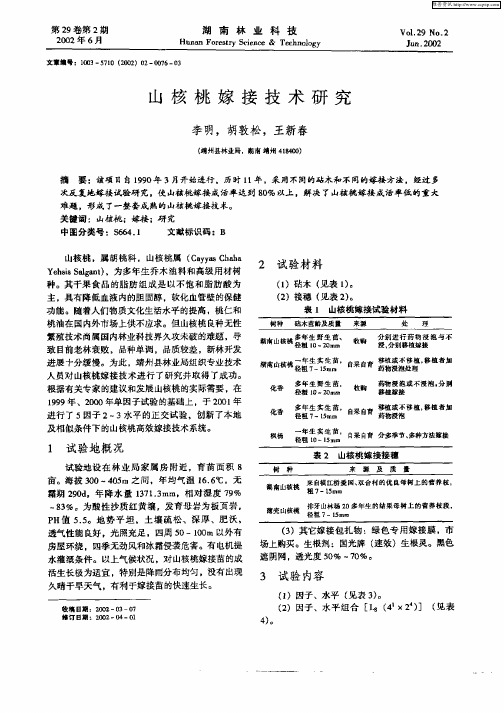 山核桃嫁接技术研究