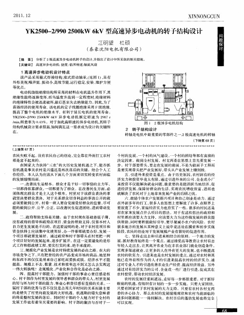 YK2500—2／990 2500kW 6kV型高速异步电动机的转子结构设计