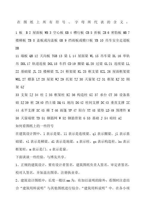建筑图纸上所有符号 字母所代表的含义