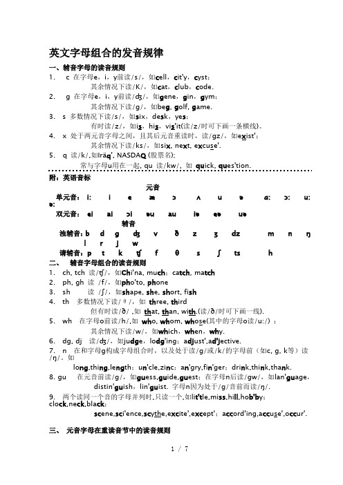 英文字母组合的发音规律