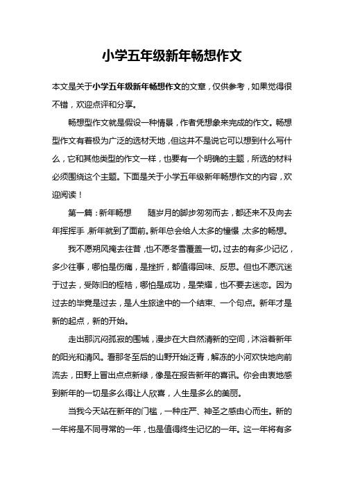 小学五年级新年畅想作文