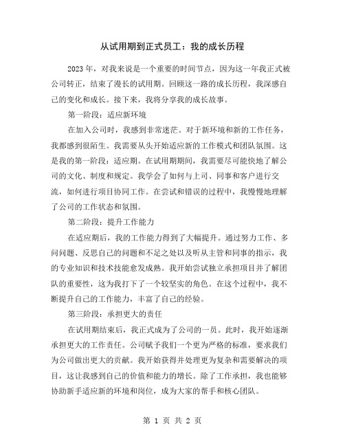 从试用期到正式员工：我的成长历程