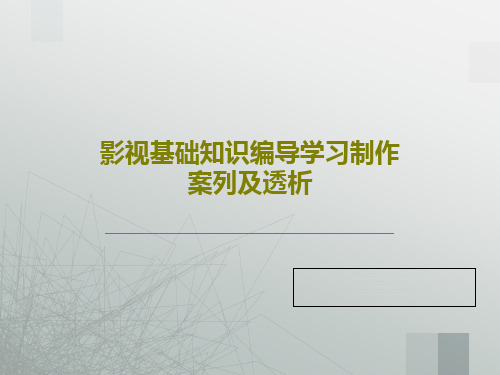 影视基础知识编导学习制作案列及透析23页PPT