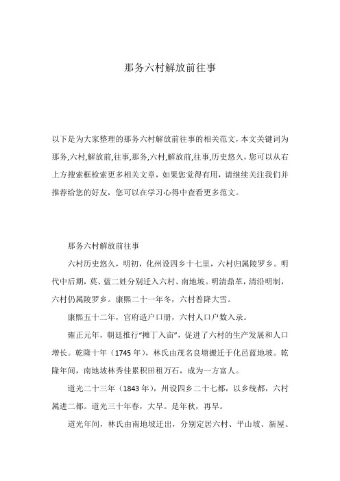 那务六村解放前往事