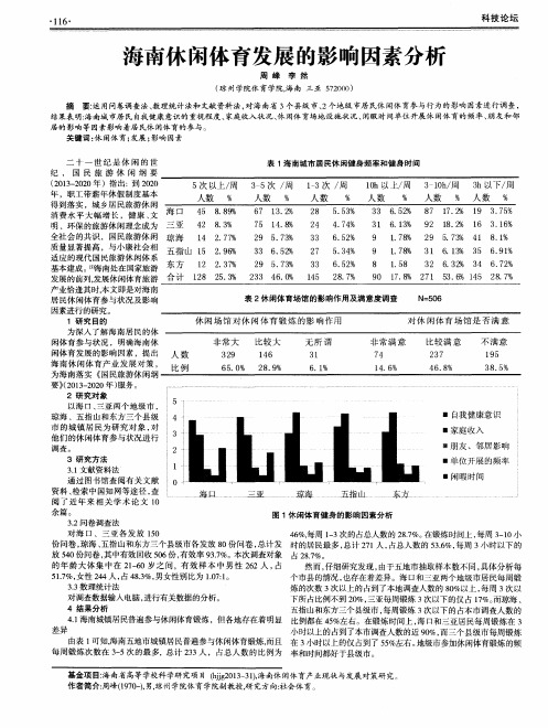 海南休闲体育发展的影响因素分析