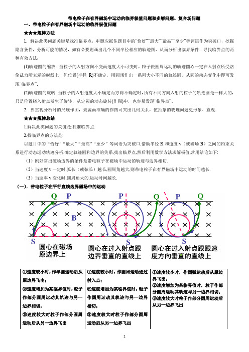 带电粒子在边界磁场中运动的问题