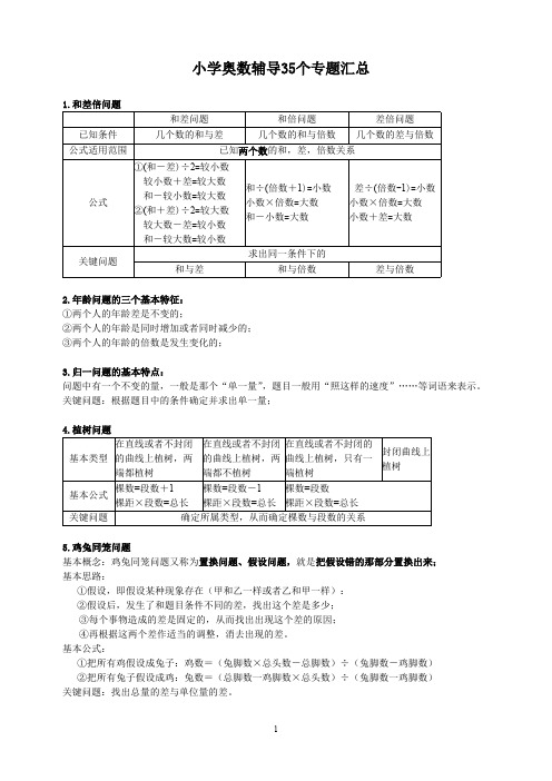 (完整版)小学数学奥数35个专题题型分类及解题技巧