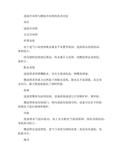 逆流冷却塔和横流冷却塔的技术比较