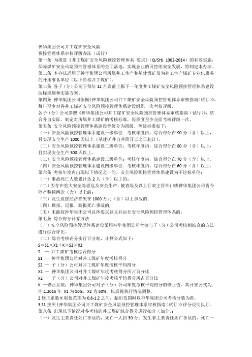 神华集团公司井工煤矿安全风险预控管理体系审核评级办法(试行)
