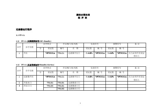 火力发电厂凝结水精处理程序表