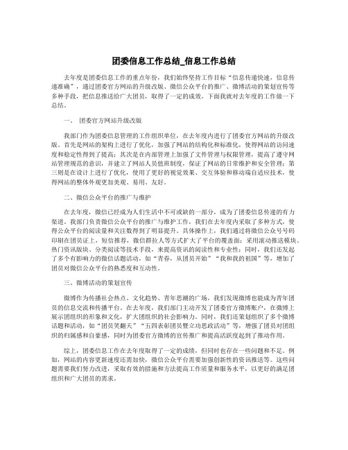 团委信息工作总结_信息工作总结