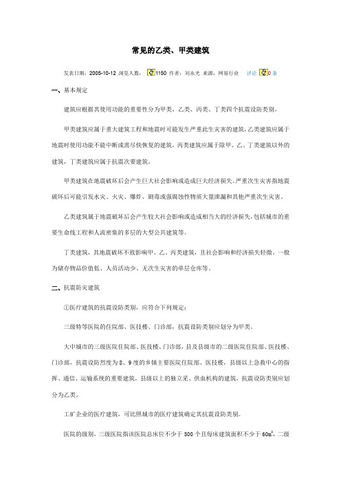 常见甲、乙类建筑