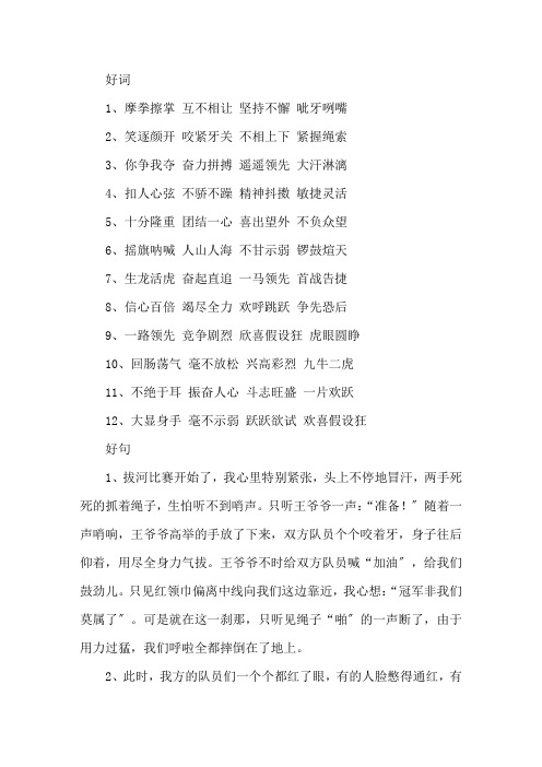 精选关于拔河的好词好句