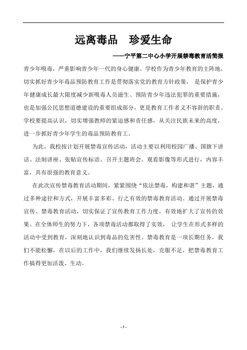 小学生禁毒教育简报
