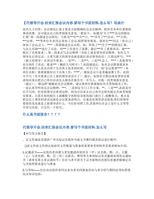 会后议题书面报告范文