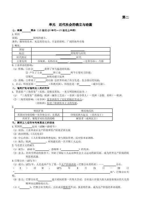 第二单元  近代社会的确立与动荡