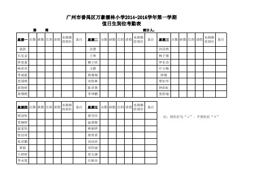 值日生考勤表