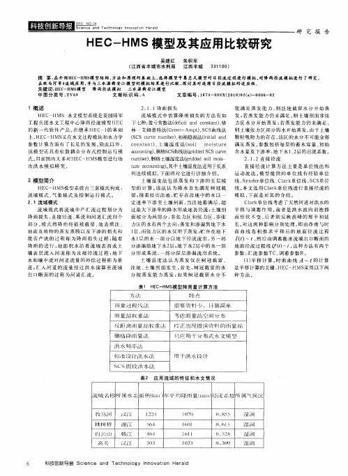 HEC-HMS模型及其应用比较研究