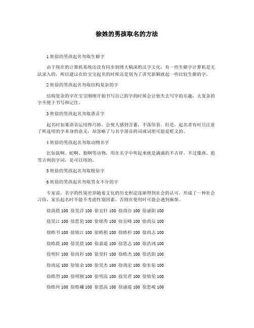 徐姓的男孩取名的方法