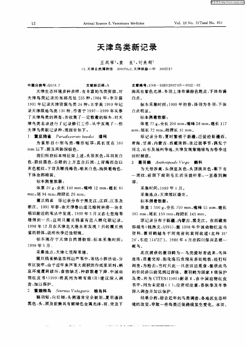 天津鸟类新记录
