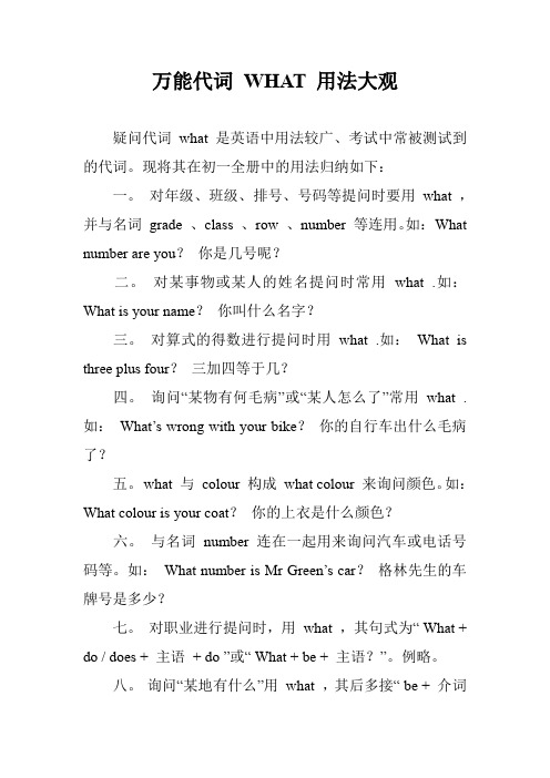 万能代词 WHAT 用法大观