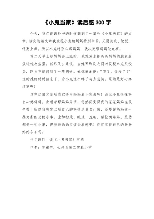 《小鬼当家》读后感300字_作文