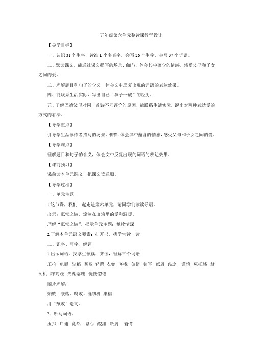 五年级上册语文教案第六单元整读课 人教(部编版)