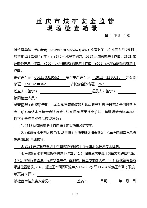 煤矿安全执法检查文书(样本)-5