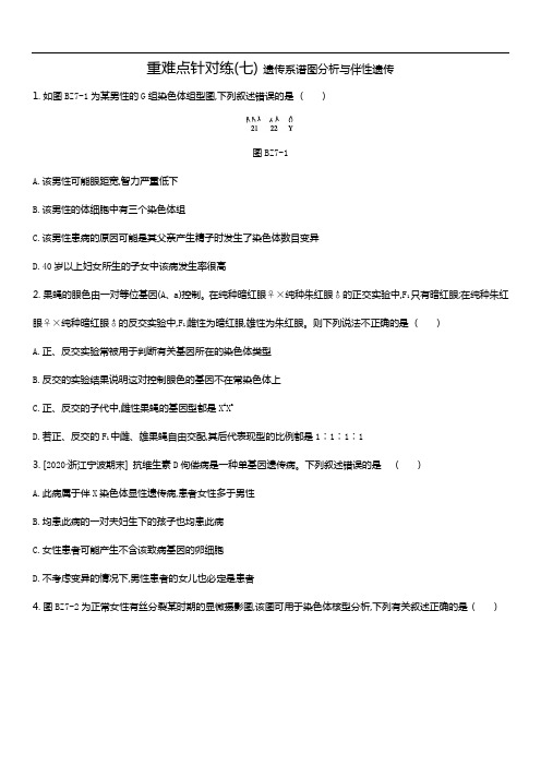 2021届高考生物重难点针对练(七) 遗传系谱图分析与伴性遗传