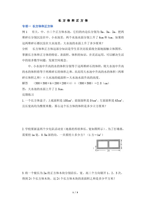 部编新人教版小学五年级下册数学第三单元《专项提优·长方体和正方体》学霸作业及答案