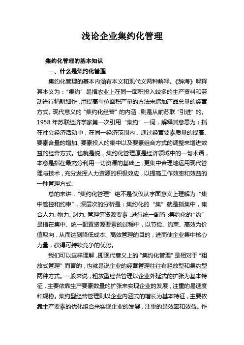 浅论企业集约化管理