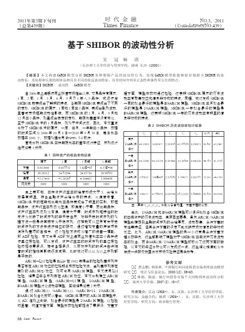 基于SHIBOR的波动性分析