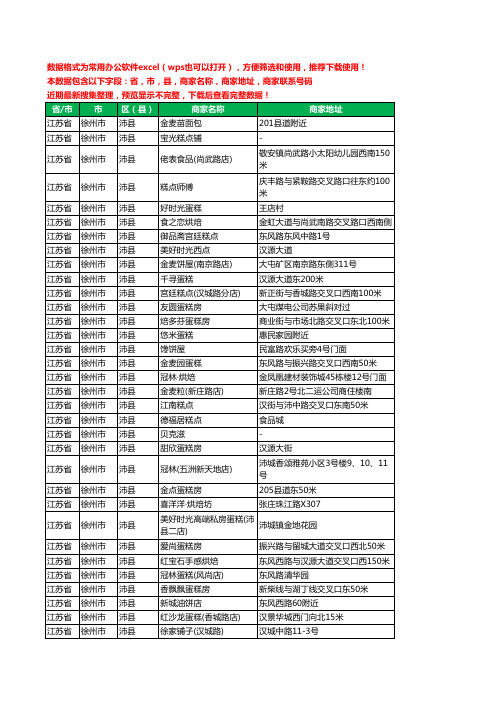 新版江苏省徐州市沛县蛋糕房工商企业公司名录名单黄页大全173家
