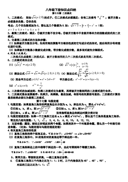 八年级数学下册知识点归纳非常全面