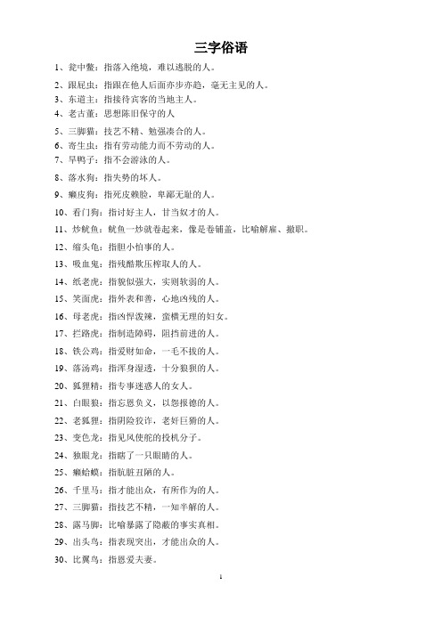 三字俗语