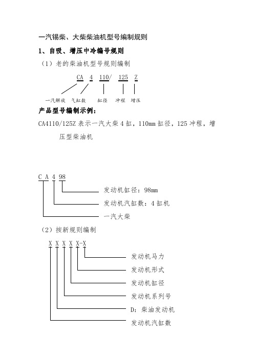 一汽锡柴 大柴编制规则