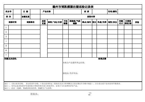 注塑巡检记录表