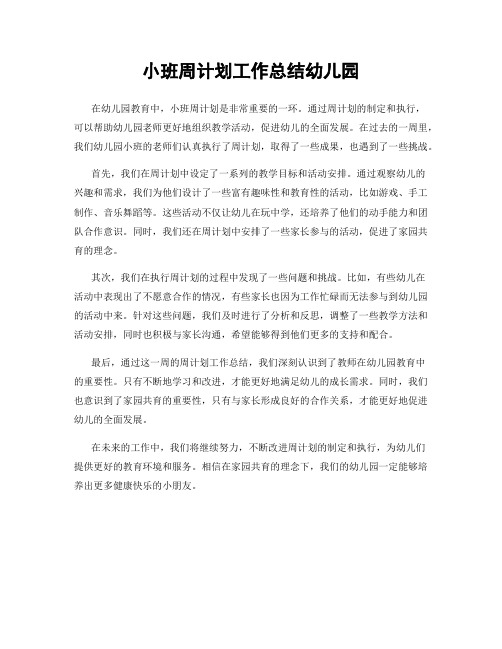 小班周计划工作总结幼儿园