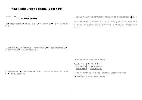 人教版六年级下册数学试题-小升初应用题专项练习带答案-g24