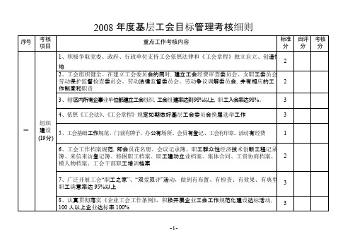度基层工会目标管理考核细则