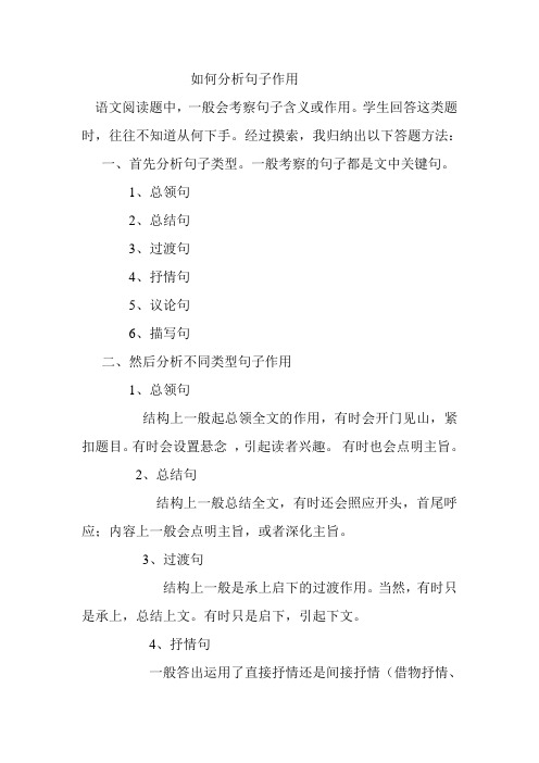 如何分析句子作用