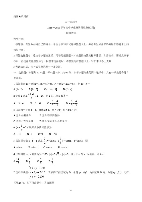 2020届河南省天一大联考高三阶段性测试(四) 数学(理)