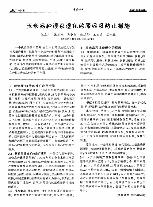 玉米品种混杂退化的原因及防止措施