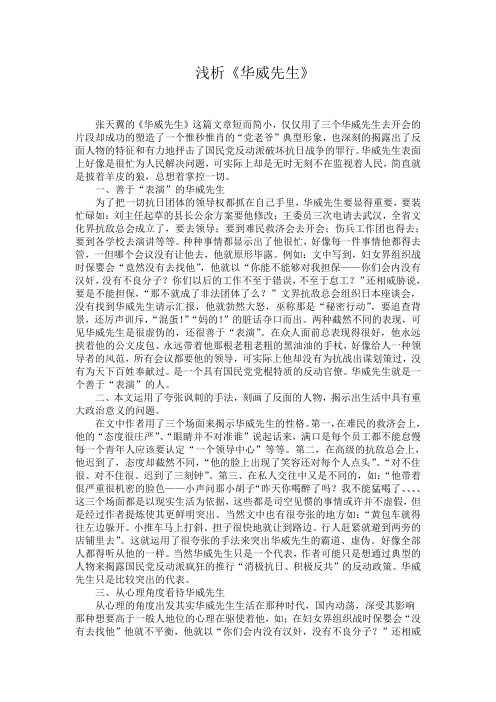 浅析华威先生