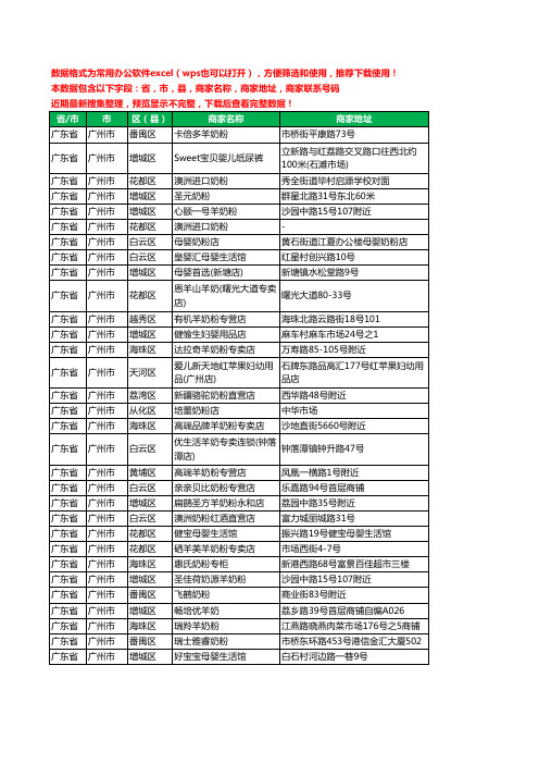 2020新版广东省广州市奶粉工商企业公司商家名录名单黄页联系电话号码地址大全31家